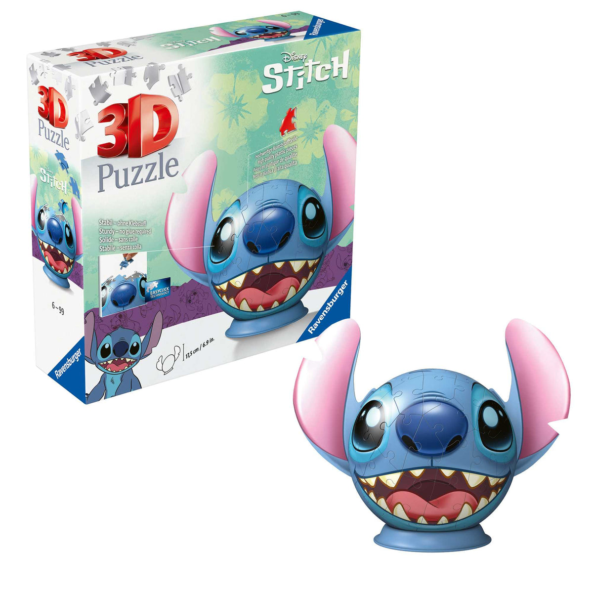 Ravensburger - 3D Puzzleball Disney Stitch with Ears 72 Pieces