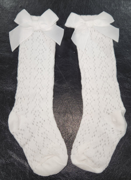 Cotton Knee Hi Socks with bows