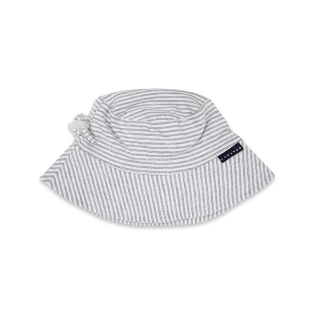 Cotton Sun Hat Grey Marle Stripe