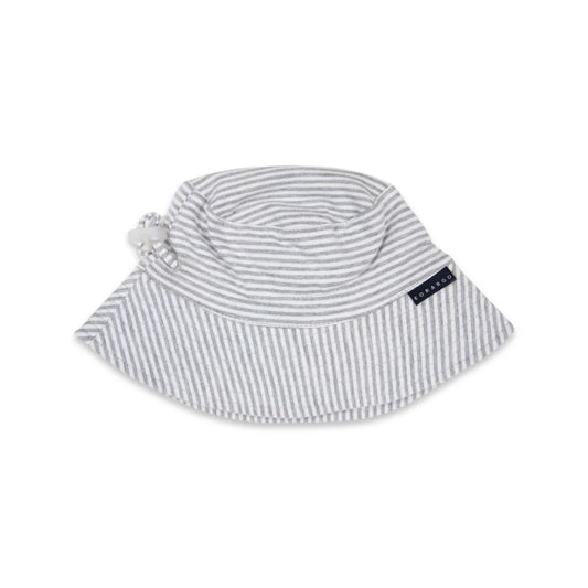 Cotton Sun Hat Grey Marle Stripe