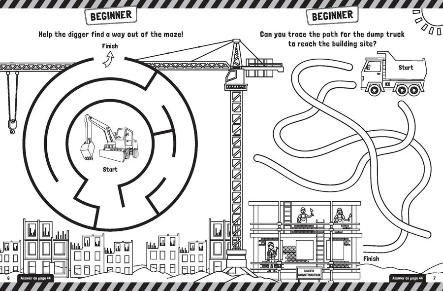 Trucks and Diggers  Colouring and Maze Book