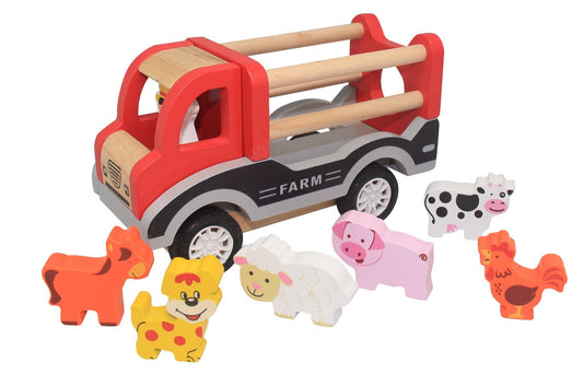 Toyslink - Wooden Pullback Farm Truck with Animals