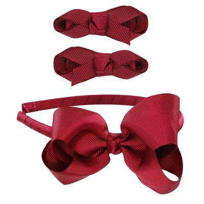 Pink Poppy- School Bow Hair Accessories Set Red
