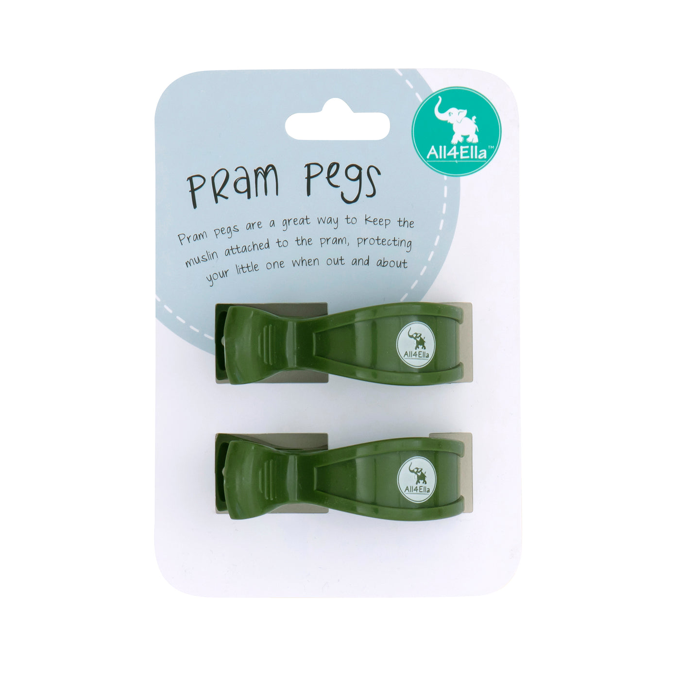 All4Ella - Pram Pegs - 2pk Assorted