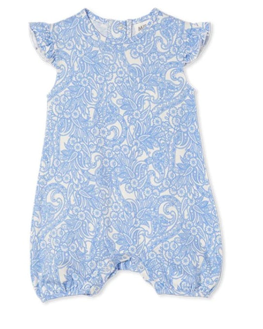 Milky - Spring Paisley Romper - Baby Blue