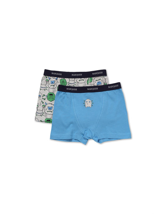 Marquise - Boys 2pk Blue/Print Trunks Monsters
