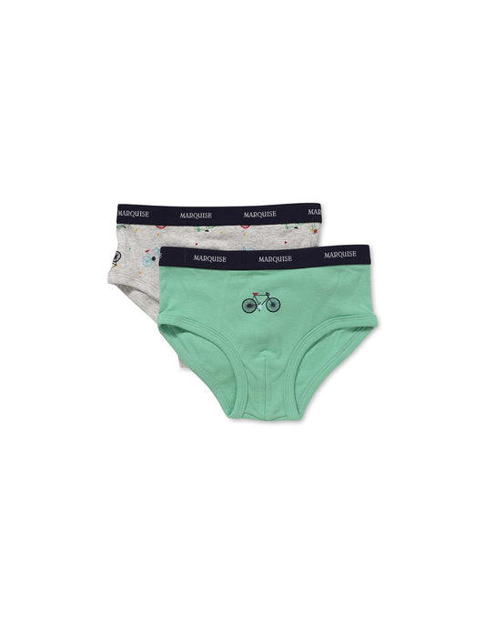 Marquise - Boys 2pk Green/Print Underwear Bicycles