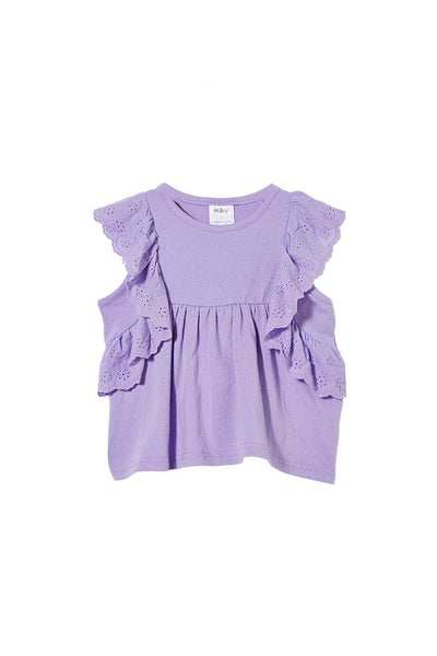 Milky- Lilac Broderie Frill Tee