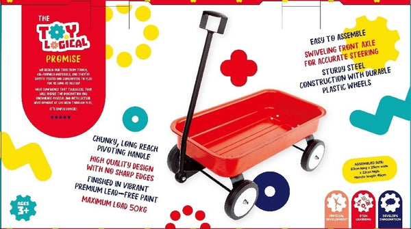 Toy Logical - Red Metal Wagon Stow & Go