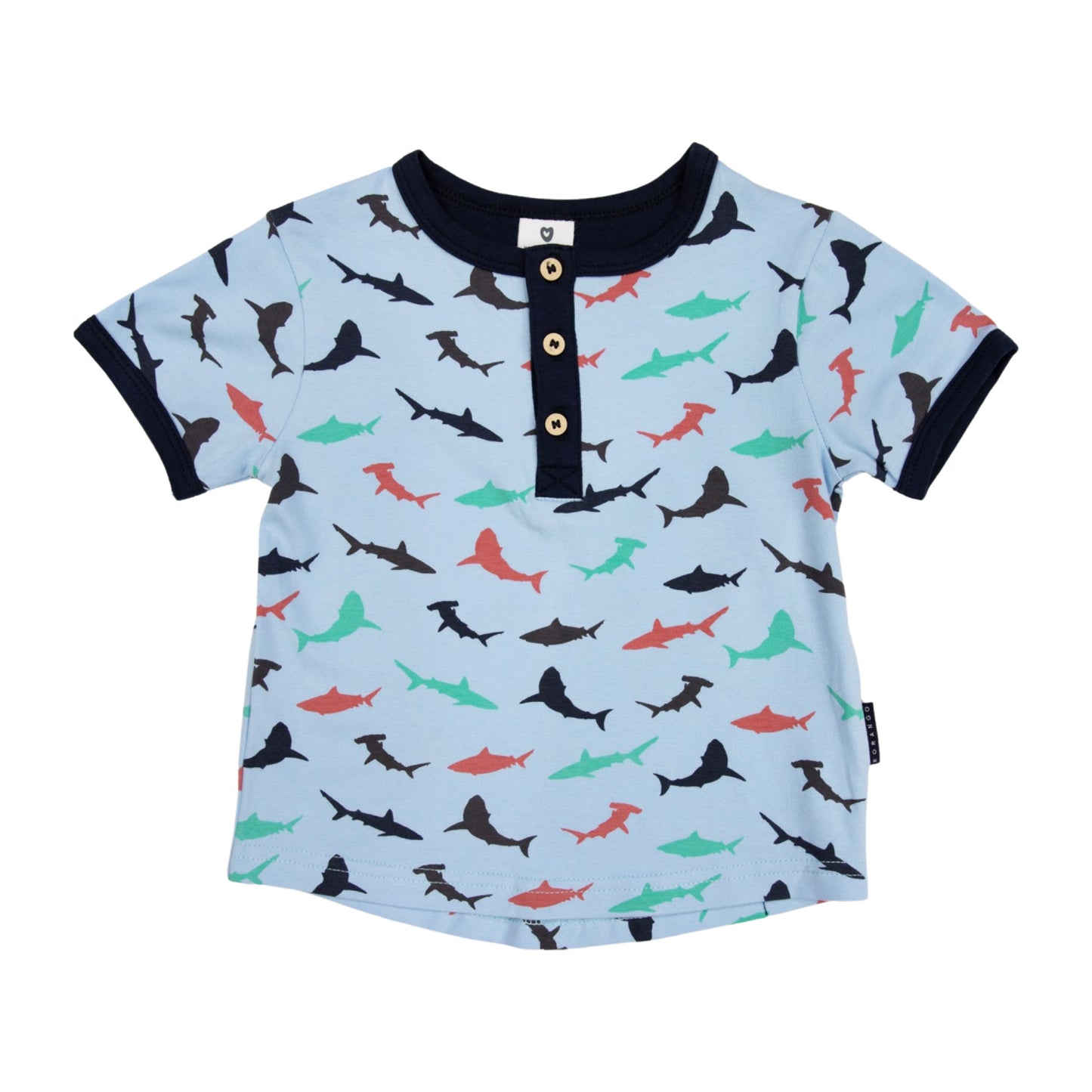 Korango - Shark Print Henley Tee
