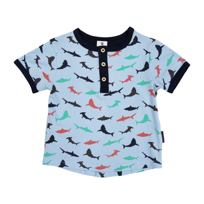 Korango - Shark Print Henley Tee