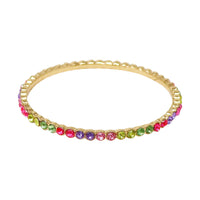 Pink Poppy - Rainbow sparkling Gemstone Gold Metal Bangle