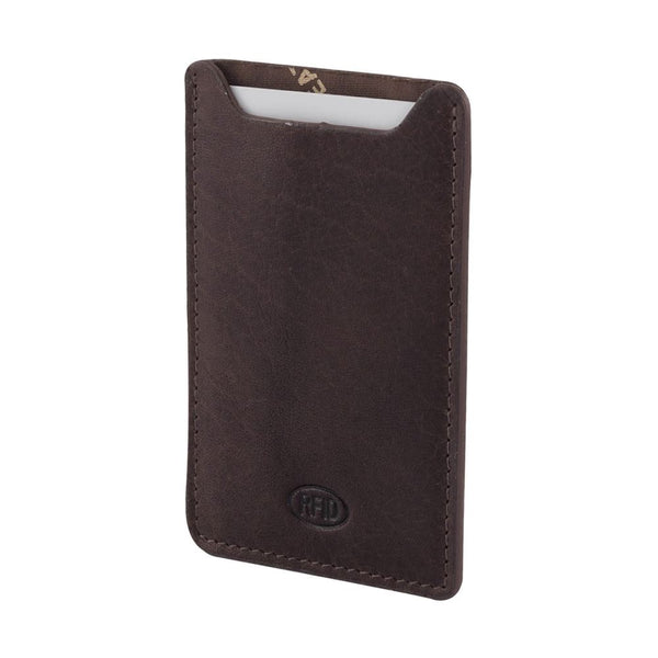 Genuine Leather Men's Slim Credit Card Holder Sleeve Wallet- Tan