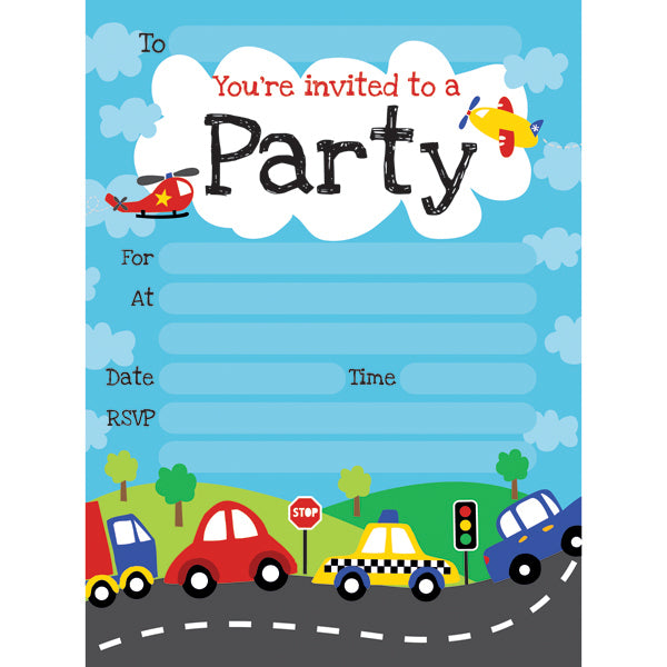 Artwrap - Party Invitations 20 Sheet Pad - Motor Mania