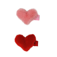 Pink Poppy - Fluffy Heart Hairclips