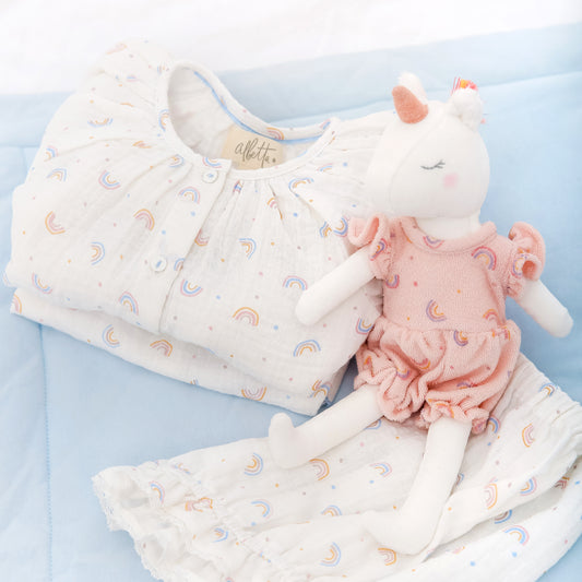 Albetta - Mini Rainbow Print Muslin Loungewear