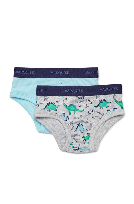 Marquise - Boys 2pk Blue/Print Underwear Dinosaurs