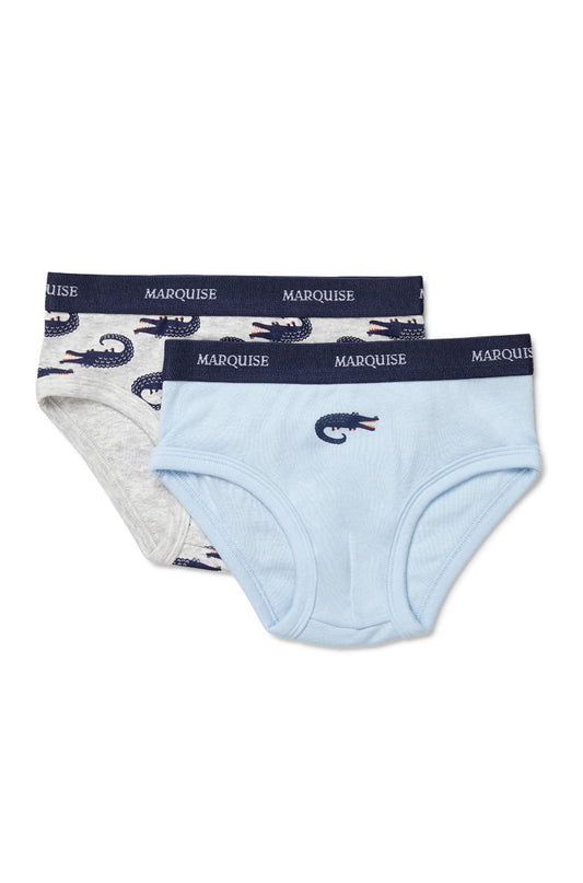 Marquise - Boys 2pk Blue/ Grey Underwear Crocodiles