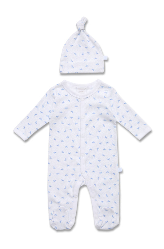 Marquise - Studsuit and Beanie Blue Dog