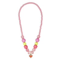 Pink Poppy- My Lovely Pink Heart Charm Stretch Beaded Necklace