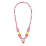 Pink Poppy- My Lovely Pink Heart Charm Stretch Beaded Necklace