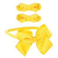 Pink Poppy- School Bow Hair Accessories Set Yellow