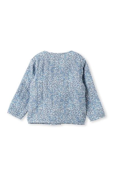 Milky - Quilted Baby Jacket - Blue Floral - 3-6 months