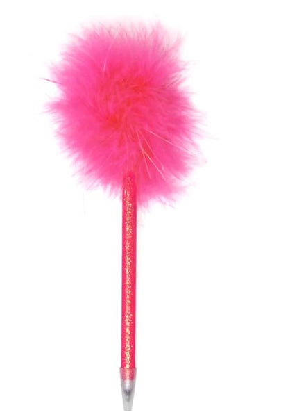 Pink Poppy- Glitter Barrel Fluffy Pen